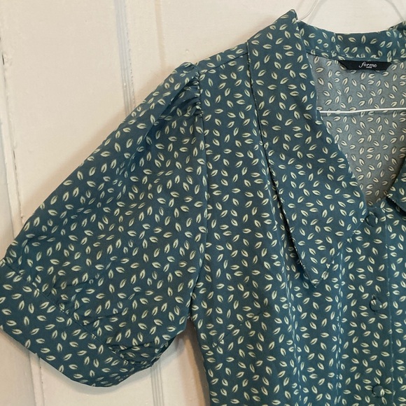 Vintage Teal Collared Floral Dress - Picture 5 of 10